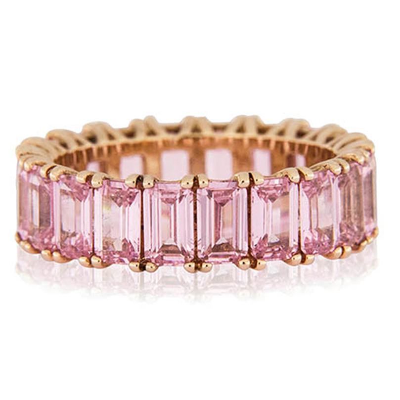 Anello Eternity Diamante Fancy Rosa Smeraldo 1