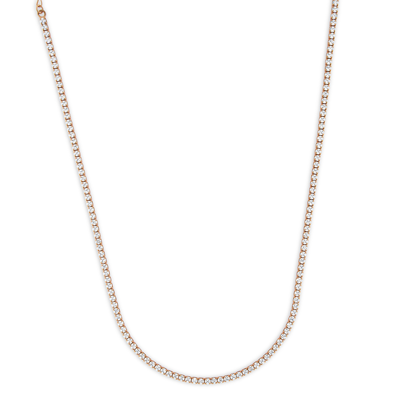Collana Tennis Choker Rosa Diamanti 2mm 2