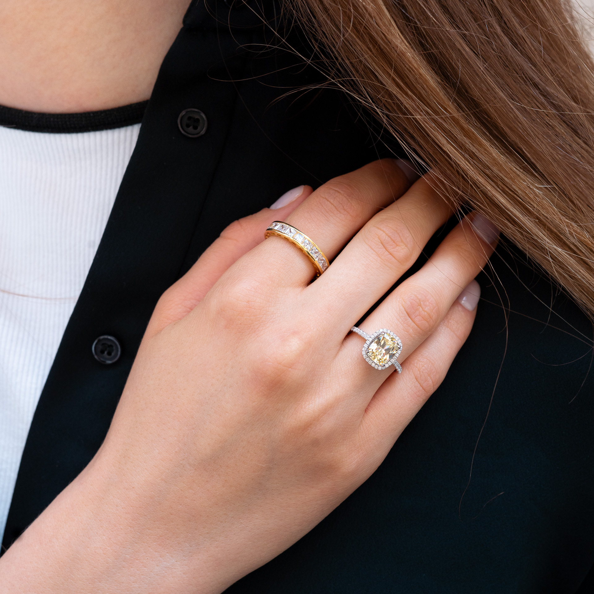 Anello Cuscino Diamante Fancy Giallo B