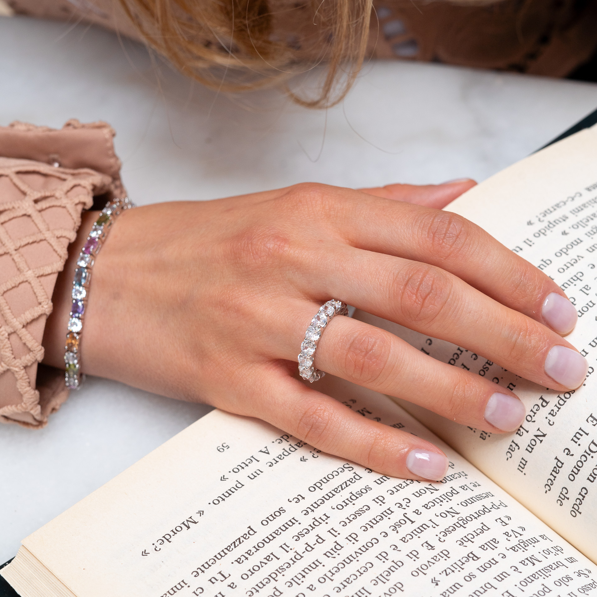 Anello Eternity Diamante Cuscino A