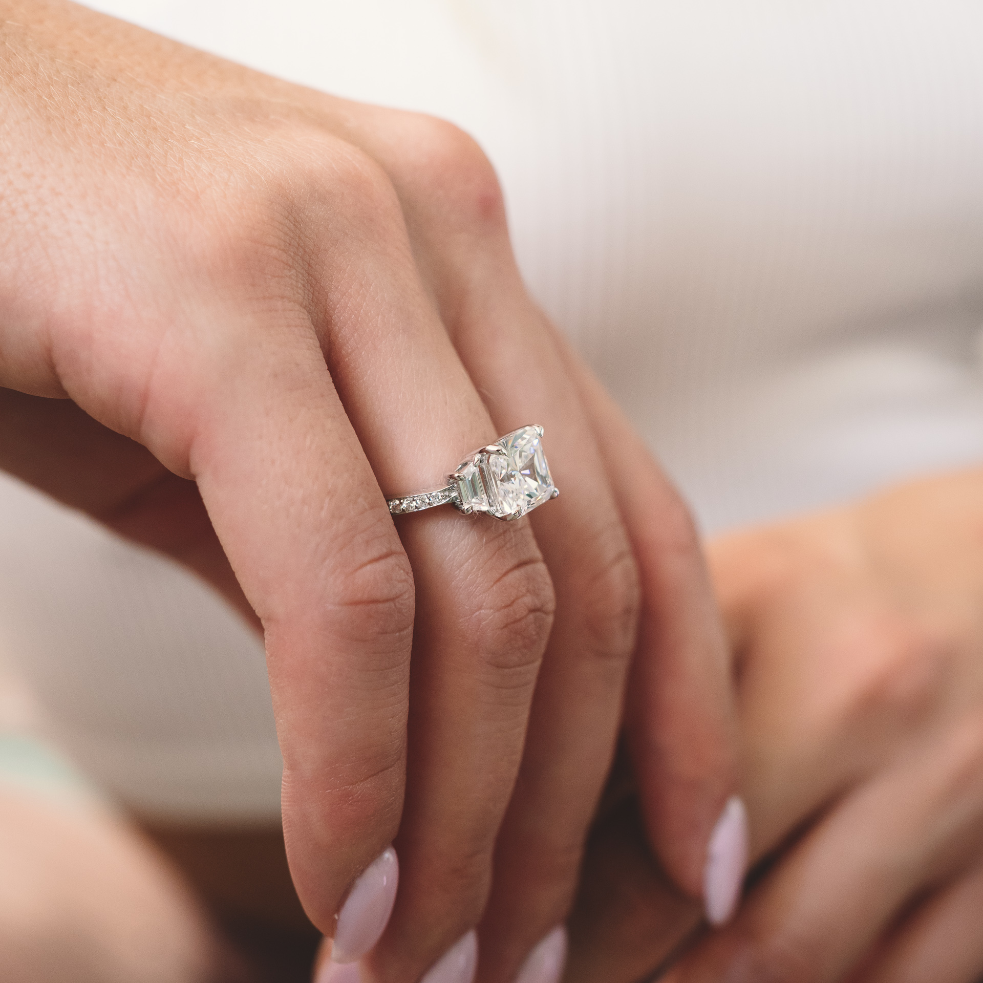 Anello Radiant Quadrato Diamante 3 carati B