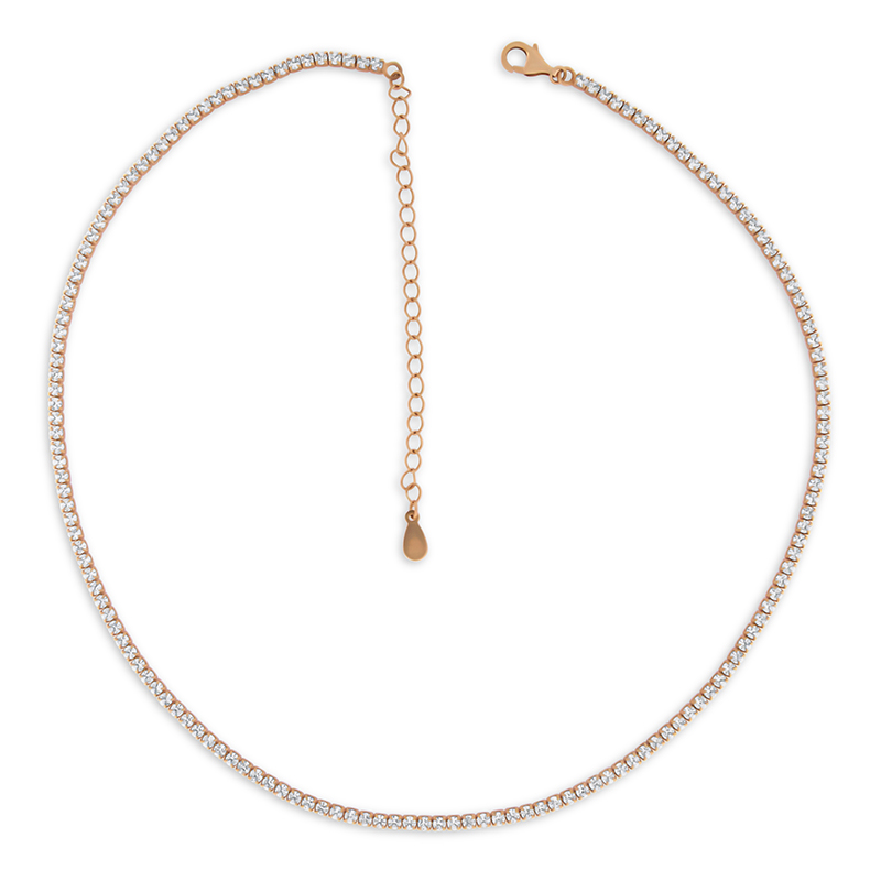 Collana Tennis Choker Rosa Diamanti 2mm 1