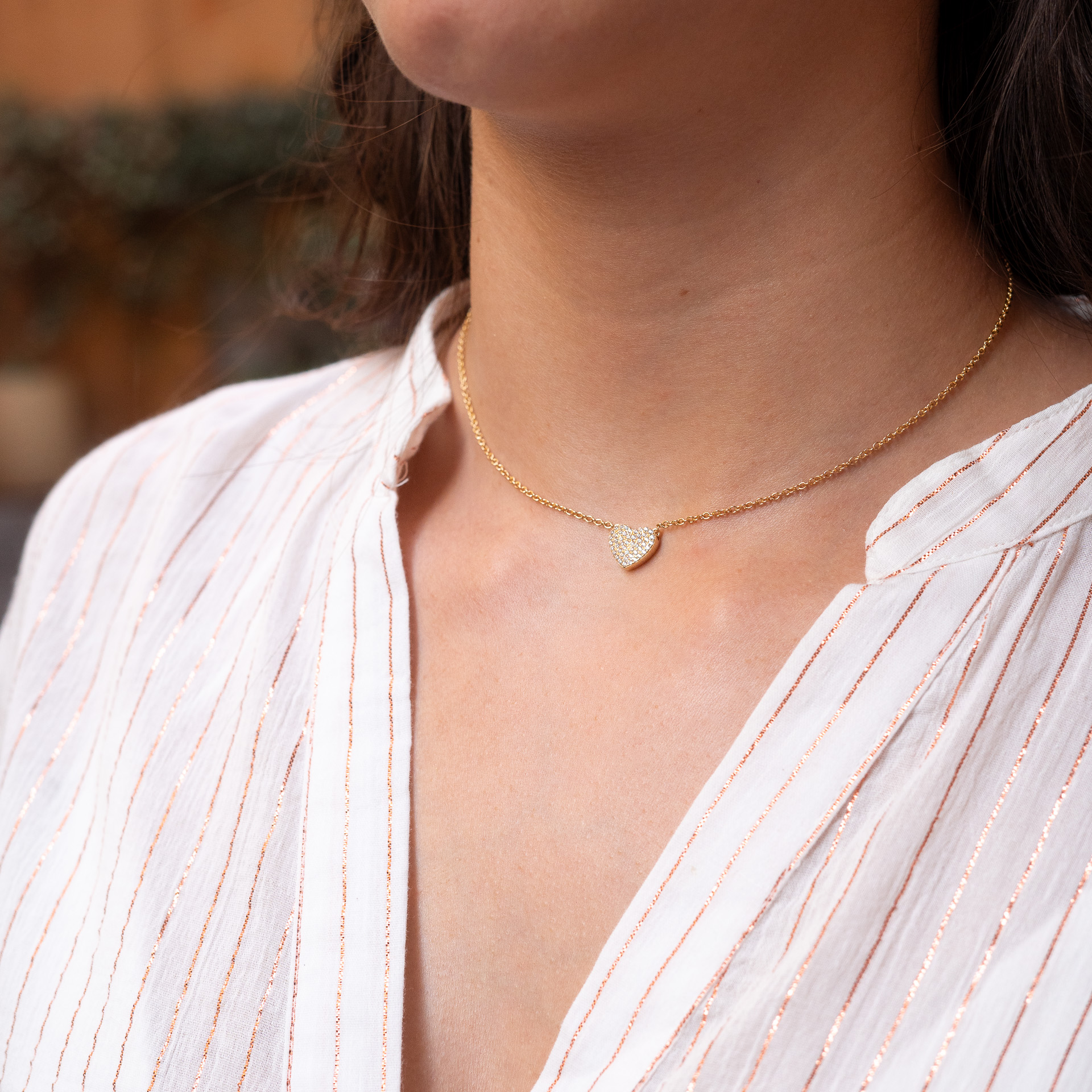 Girocollo Cuore Giallo Pavè Diamanti A