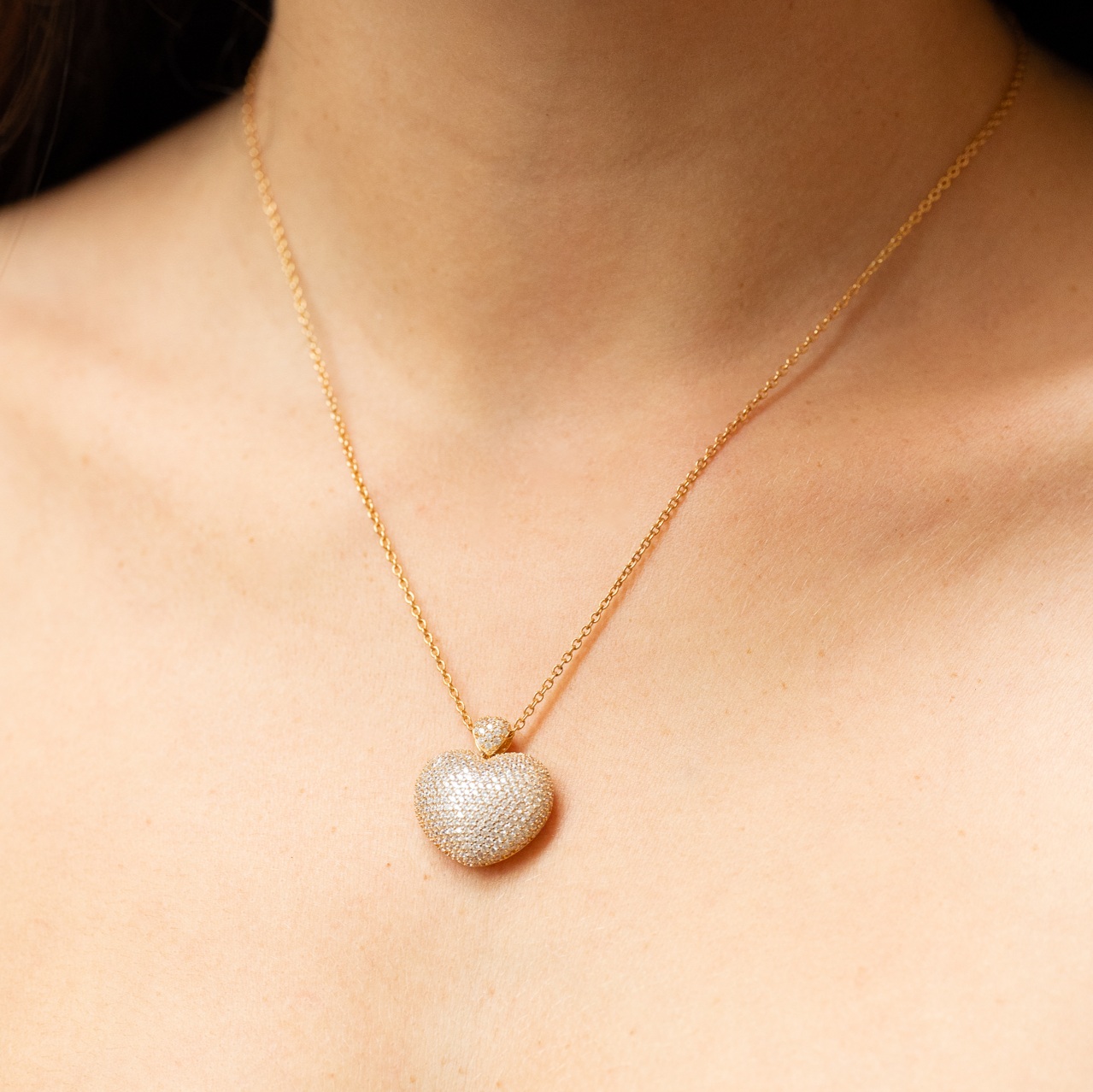 Girocollo Cuore Pavè Grande Giallo B