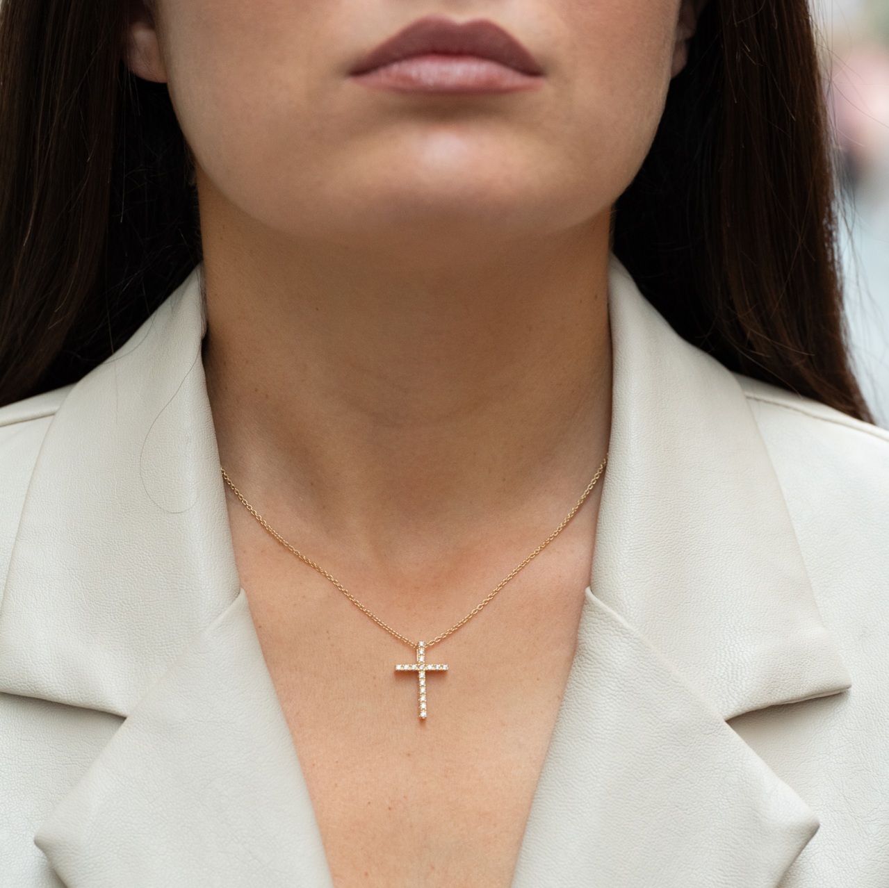 Girocollo Croce Giallo Diamanti A