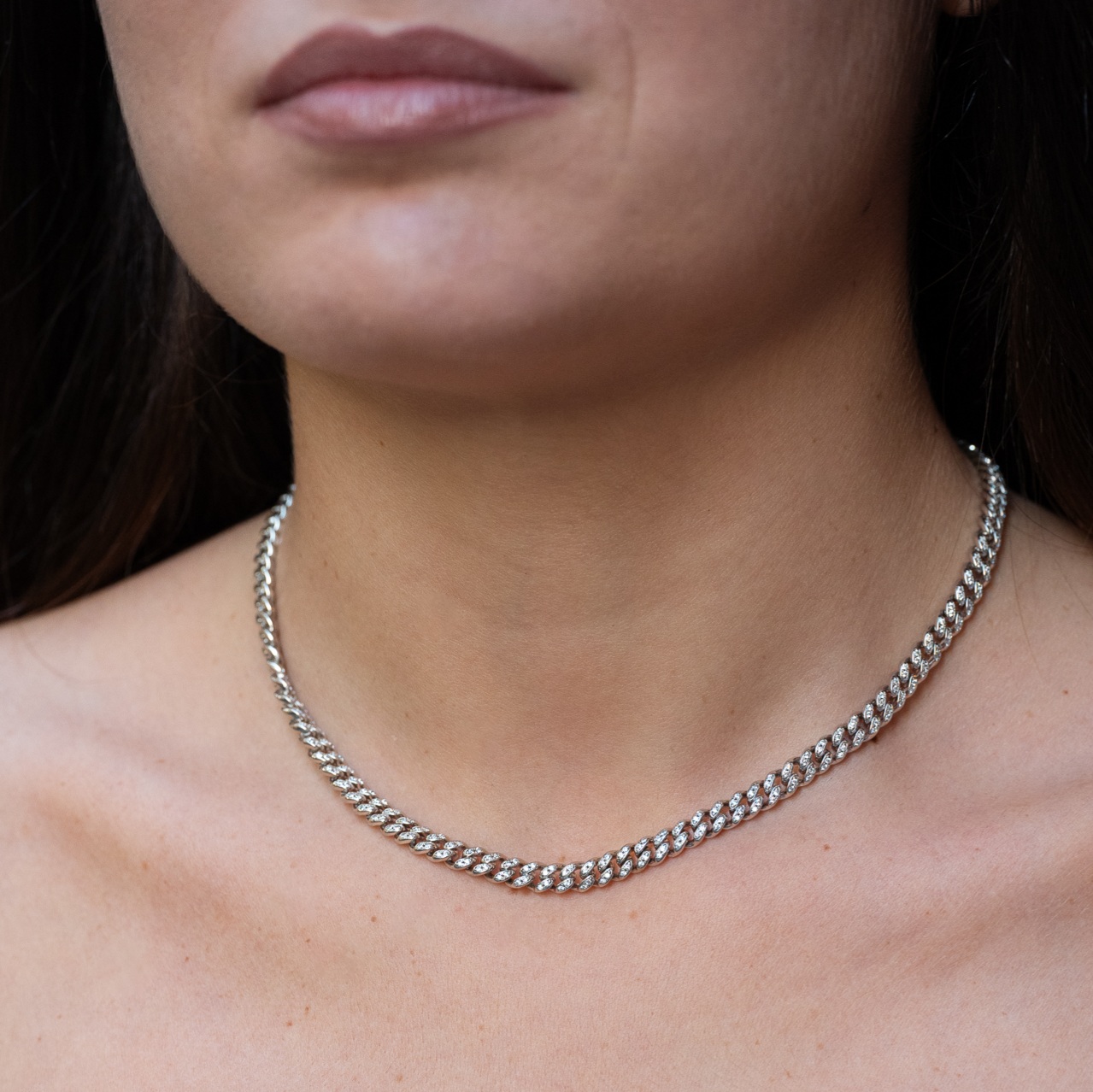 Collana Groumette Pavè 5mm B