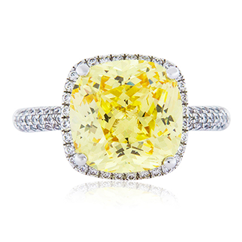 Anello Cuscino Diamante Fancy Giallo 1