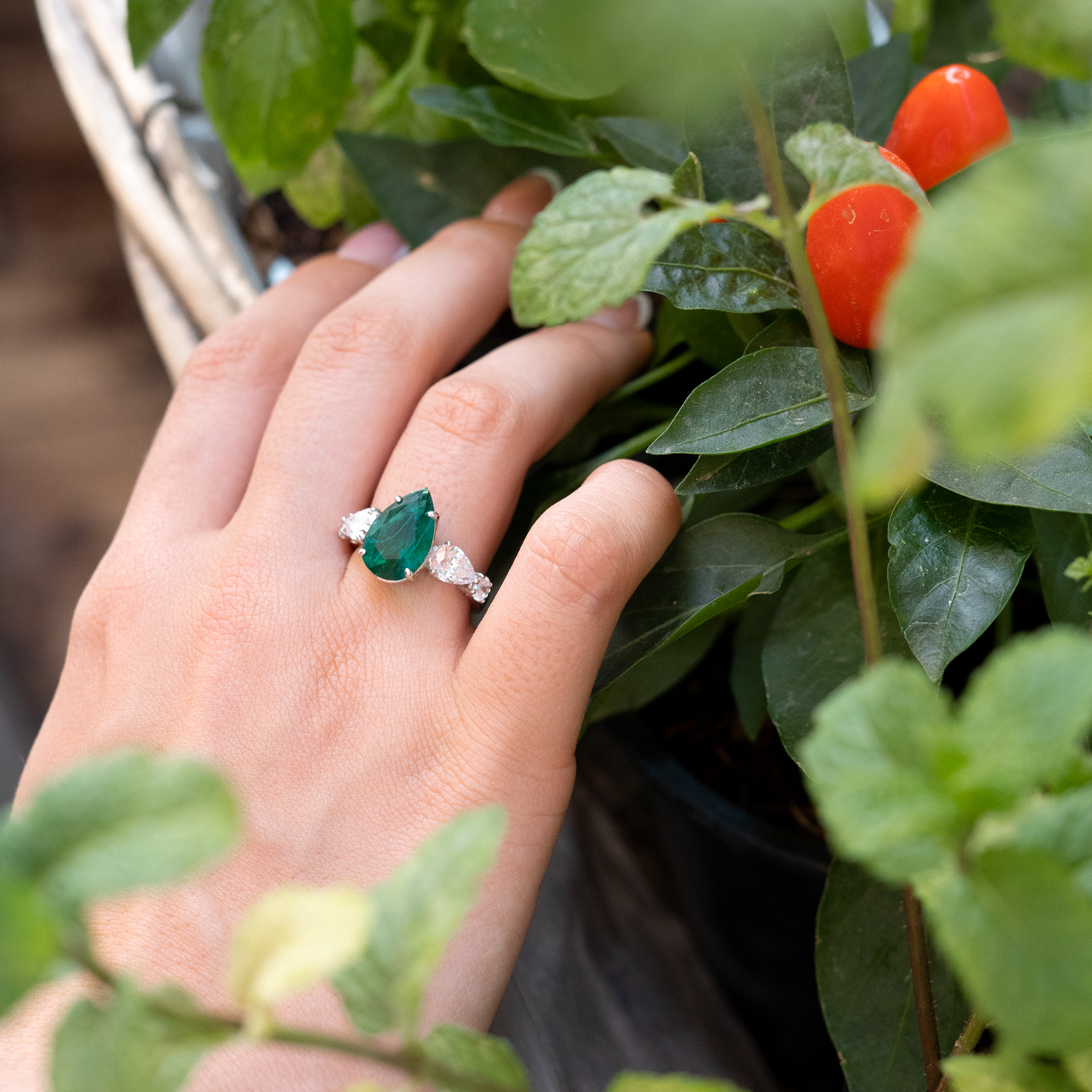 Anello Goccia Smeraldo Verde A