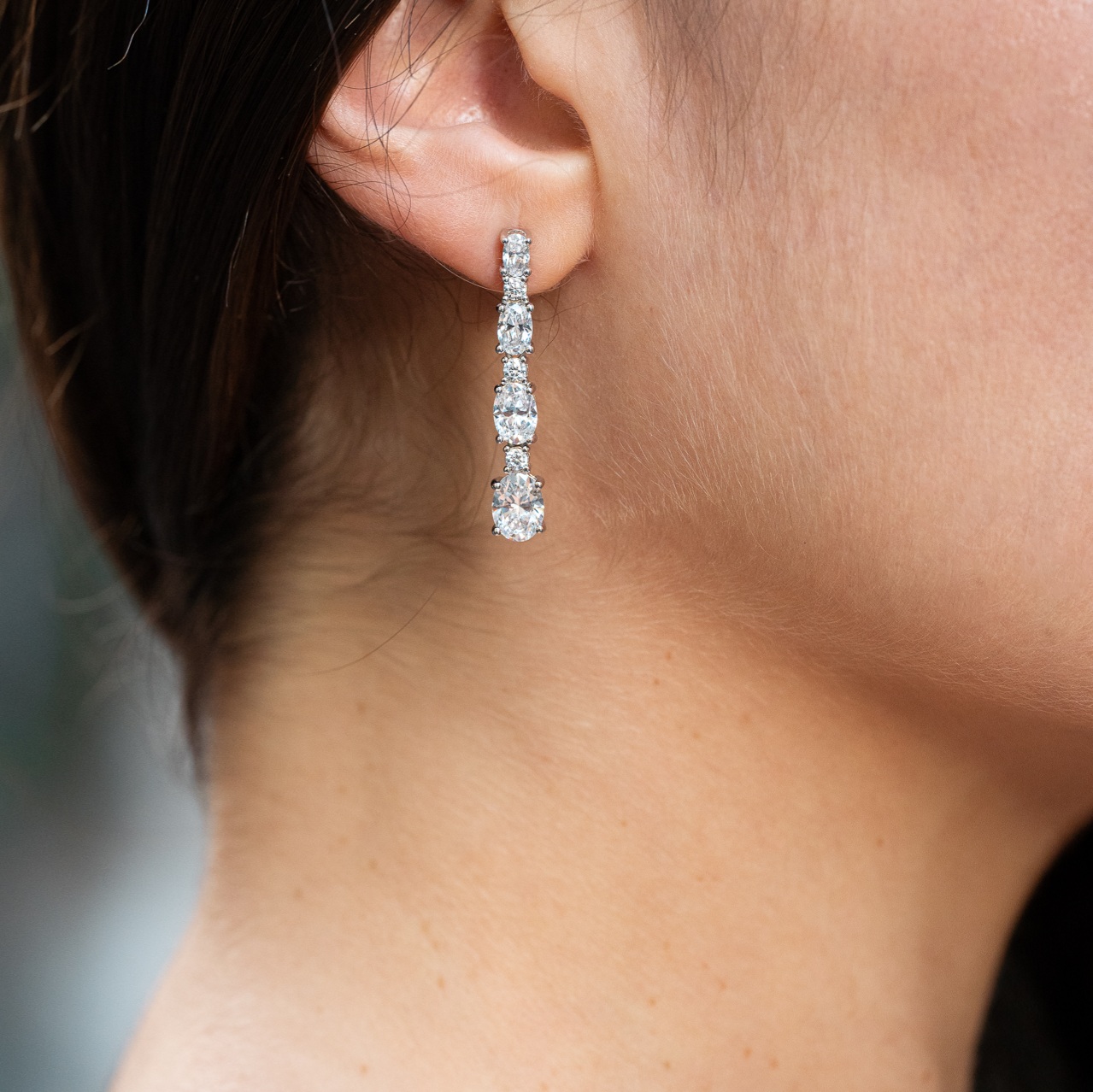 Orecchino Pendente Diamanti Ovali Degradé A