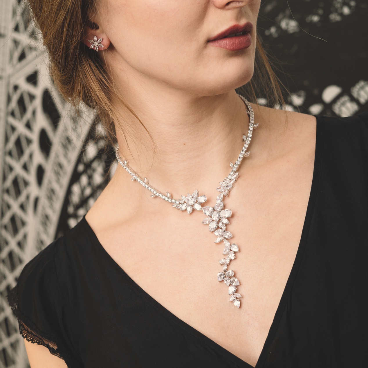 Collana Tennis Floreale Diamanti A