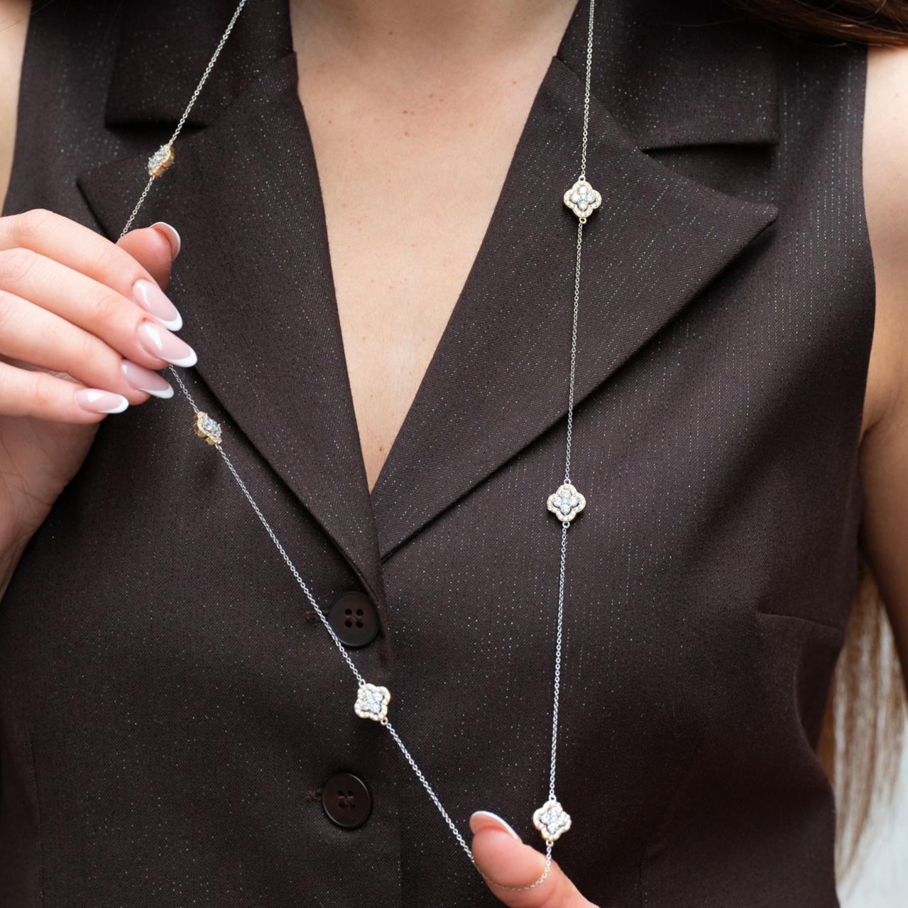 Collana Quadrifogli Bicolore 90cm A